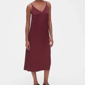 Gap Maroon Midi Slip Dress Spaghetti Strap Size 0